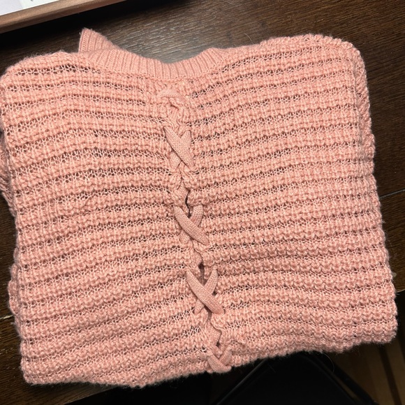 Pink Rose Cardigan with Pockets and Cable Knit Back - Picture 5 of 5